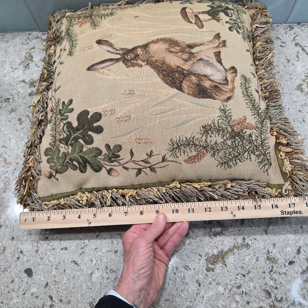 Vintage Charlotte Home Furnishings The Hare I French Tapestry Rabbit Pillow Trim